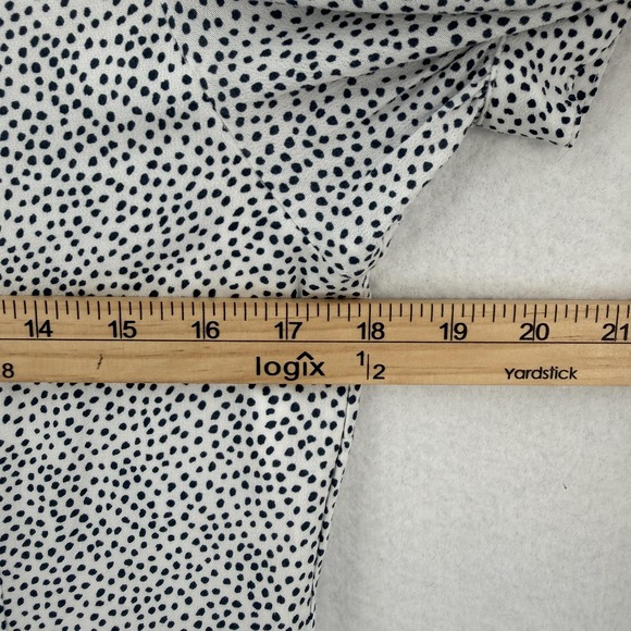 Banana Republic Dress Womens 8 White Black Polka Dot Ruffle Hem Tie Sleeve Lined - Picture 6 of 9